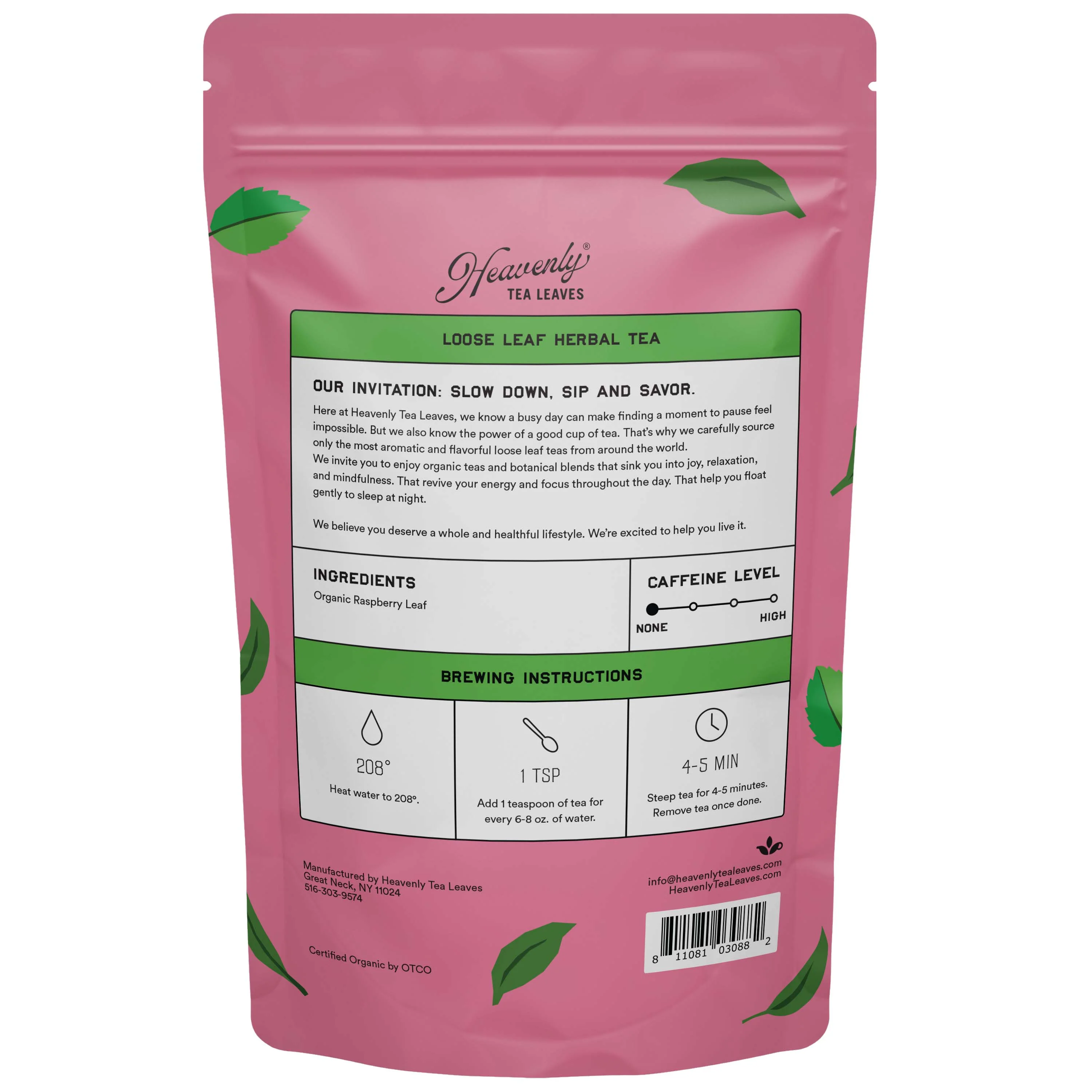 Organic Raspberry Leaf, Bulk Loose Leaf Herbal Tea, 16 Oz. - Image 3